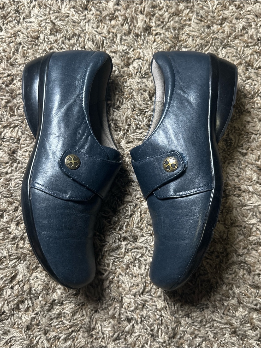 Naturalizer Navy Blue Leather Mary Jane Comfort Clogs Slip-On Women’s Size 8N